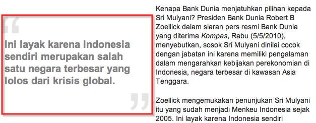 Highlight dengan blockquote